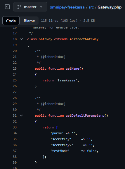 Example driver parameters